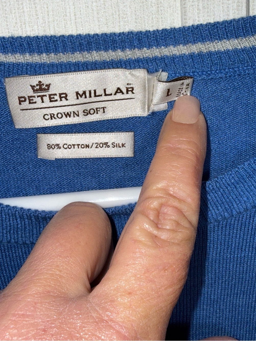 Peter Millar Crown Soft Mens Blue Cotton Silk Crewneck Sweater Size L - Picture 2 of 6